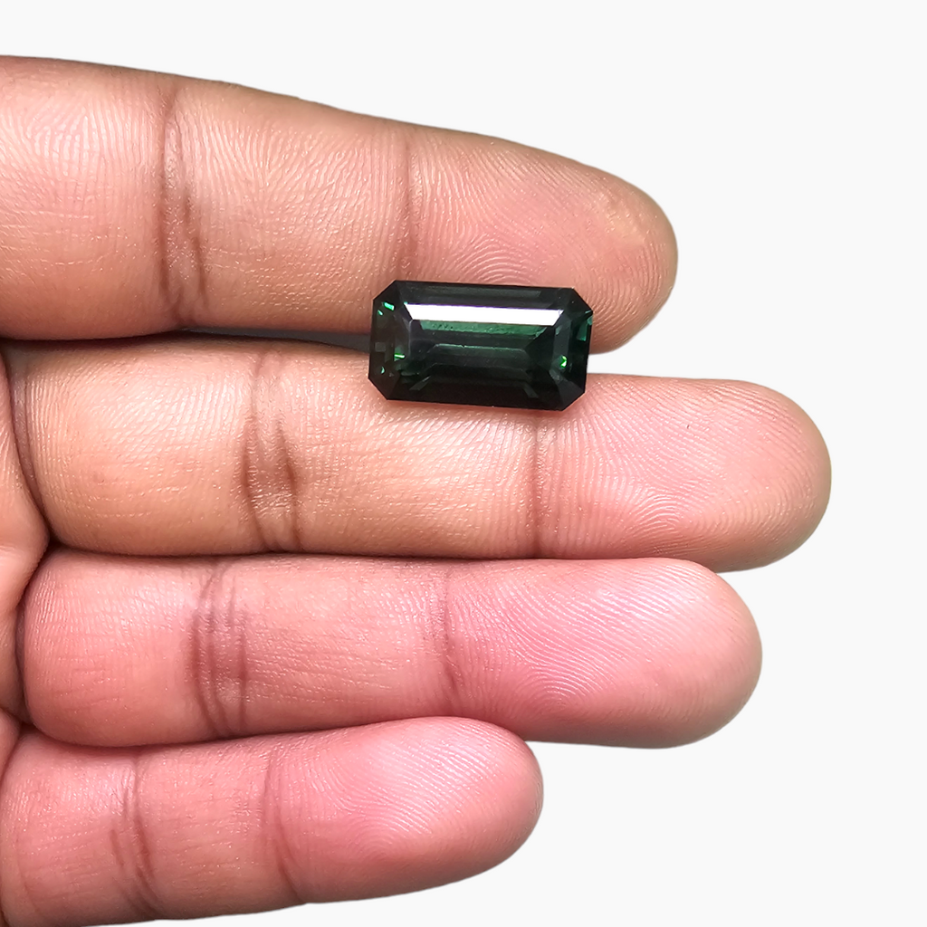 Natural Green Apatite Stone 11.76 Carats Emeraldcut Shape  ( 17x10 mm )