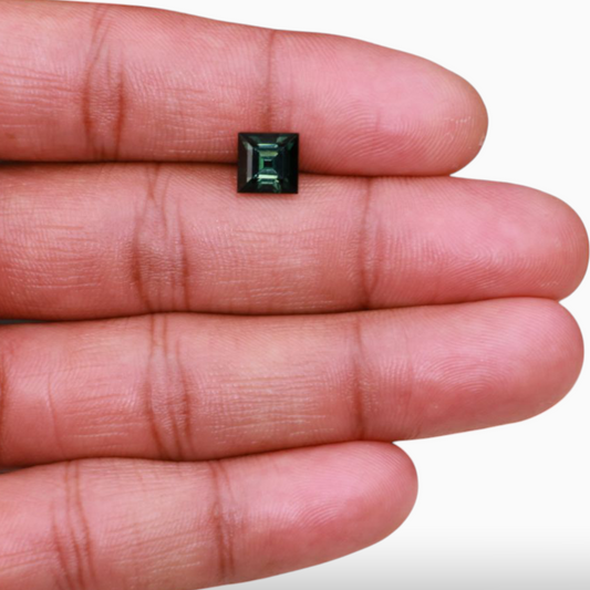 Natural Green Tourmaline Stone 2.54 Carats in Princess Cut Shape & Size 7.4mm