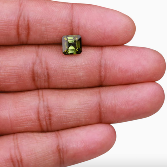 Natural Green Tourmaline Stone 2.86 Carats in Asscher Cut Shape & Size 8mm