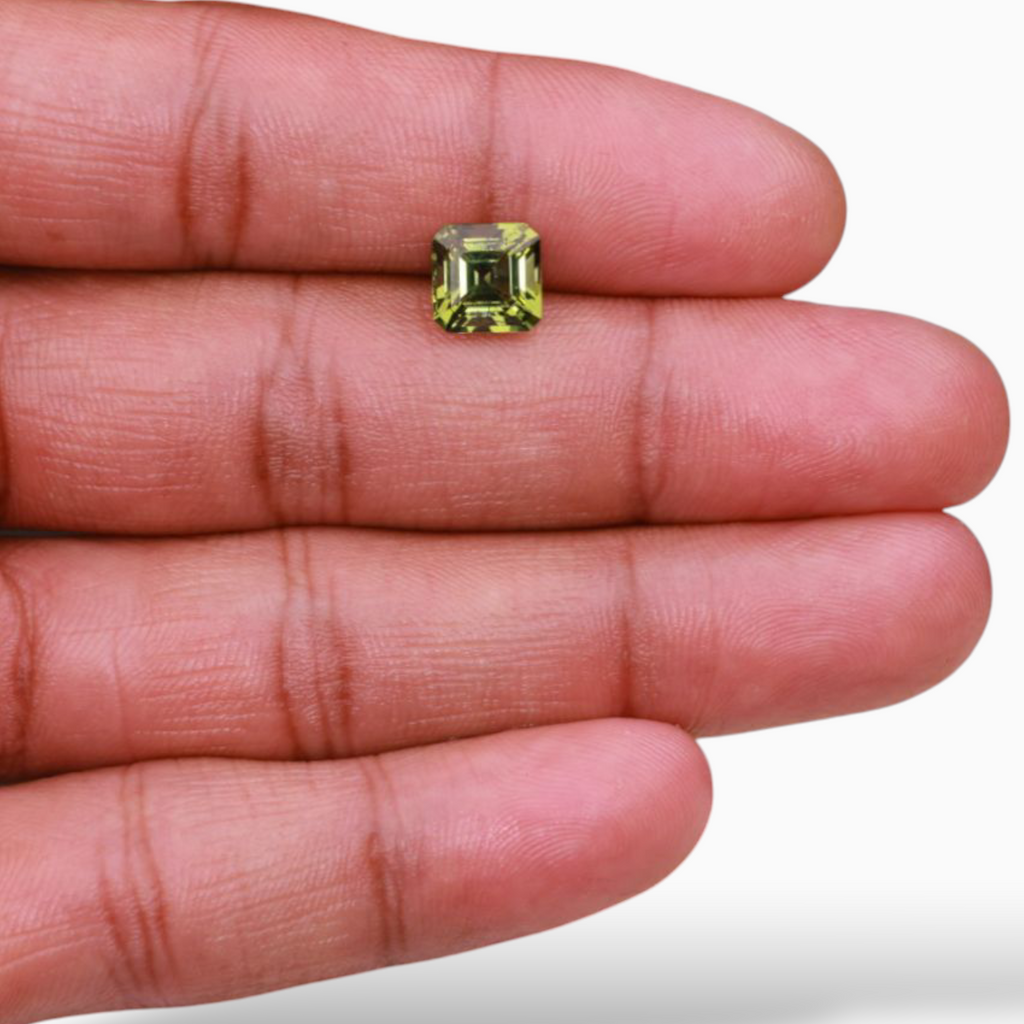 Natural Green Tourmaline Stone 2.93 Carats in Asscher Cut Shape & Size 8x8mm