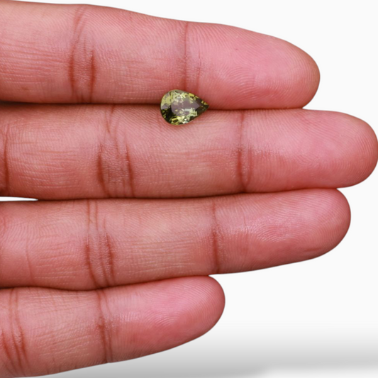 Natural Green Tourmaline Stone 2 Carats in Pear Shape & Size 10.1x7mm