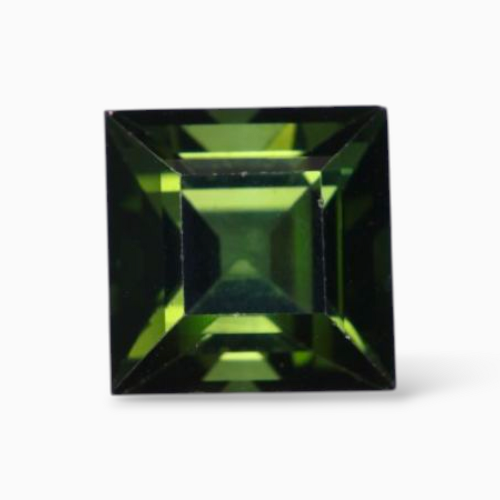 Natural Green Tourmaline Stone 3.20 Carats in Princess Cut Shape & Size 8mm