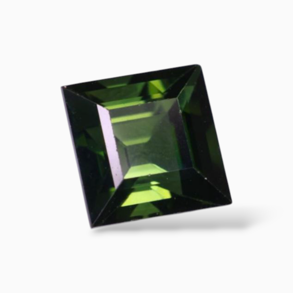 Natural Green Tourmaline Stone 3.20 Carats in Princess Cut Shape & Size 8mm