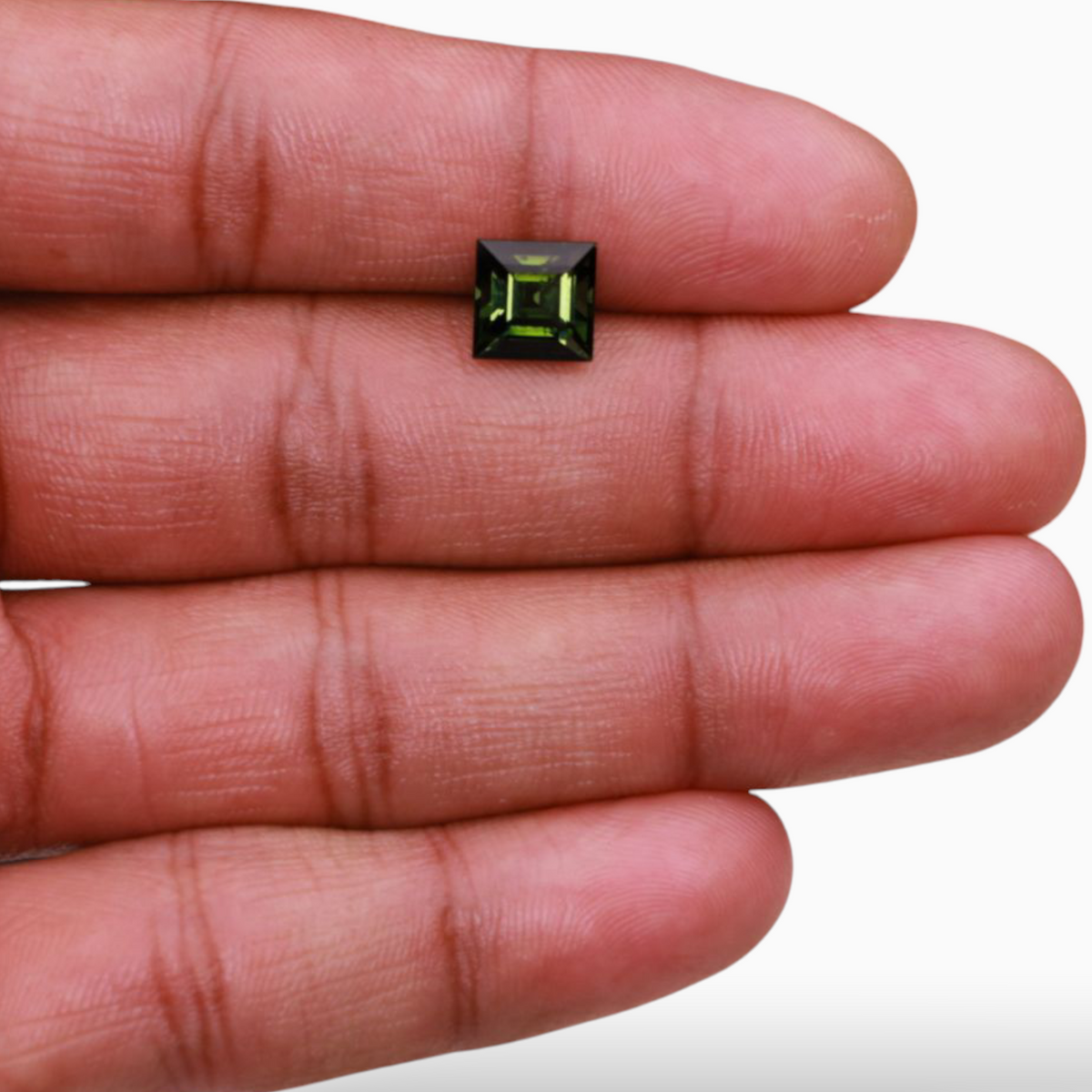 Natural Green Tourmaline Stone 3.20 Carats in Princess Cut Shape & Size 8mm