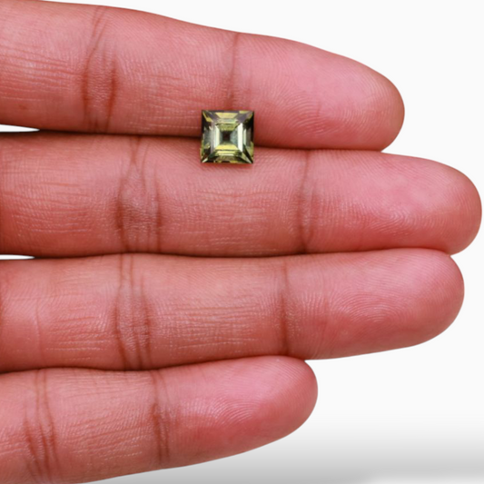 Natural Green Tourmaline Stone 3.27 Carats in Princess Cut Shape & Size 8x8mm