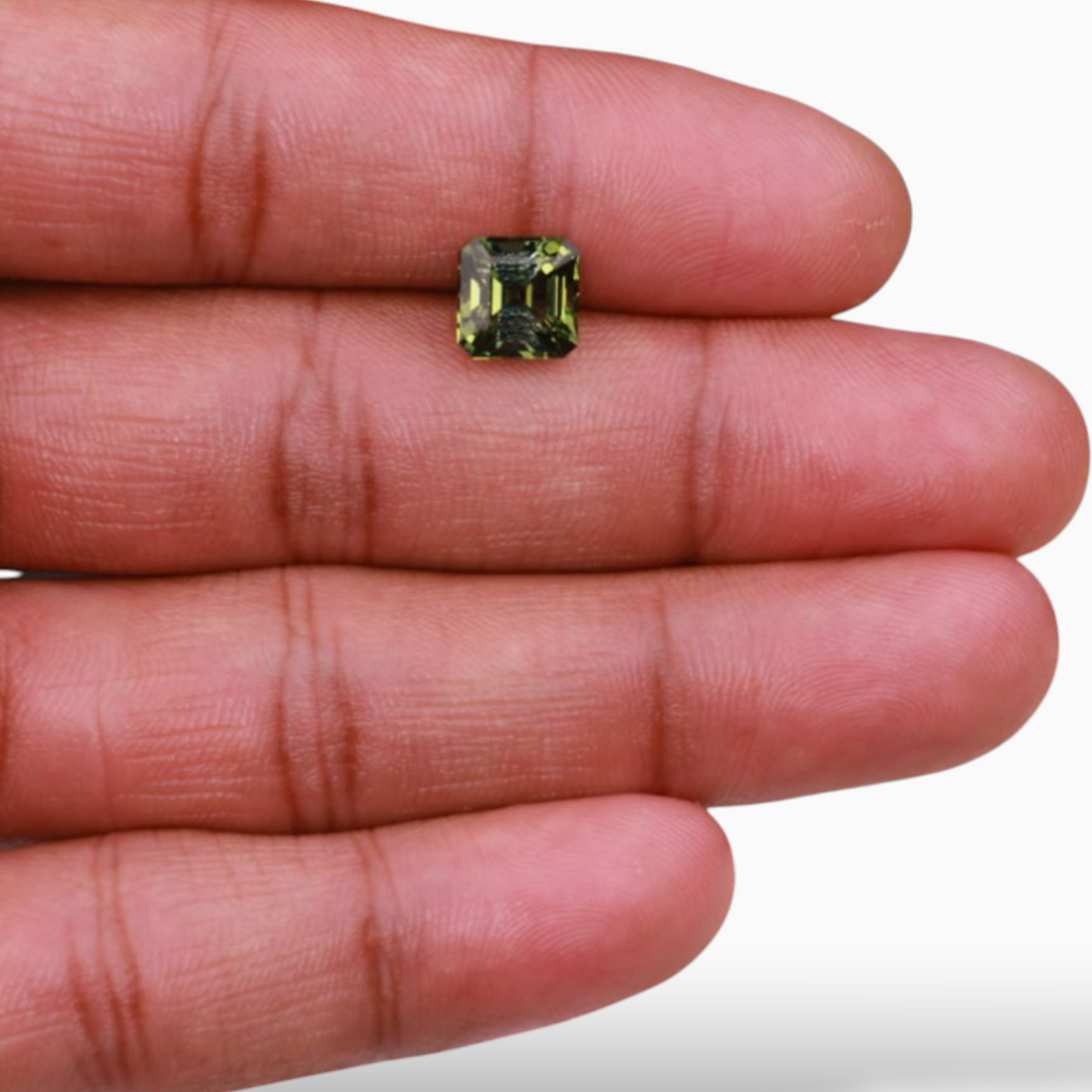 Natural Green Tourmaline Stone 3.30 Carats in Asscher Cut Shape & Size 8.1mm