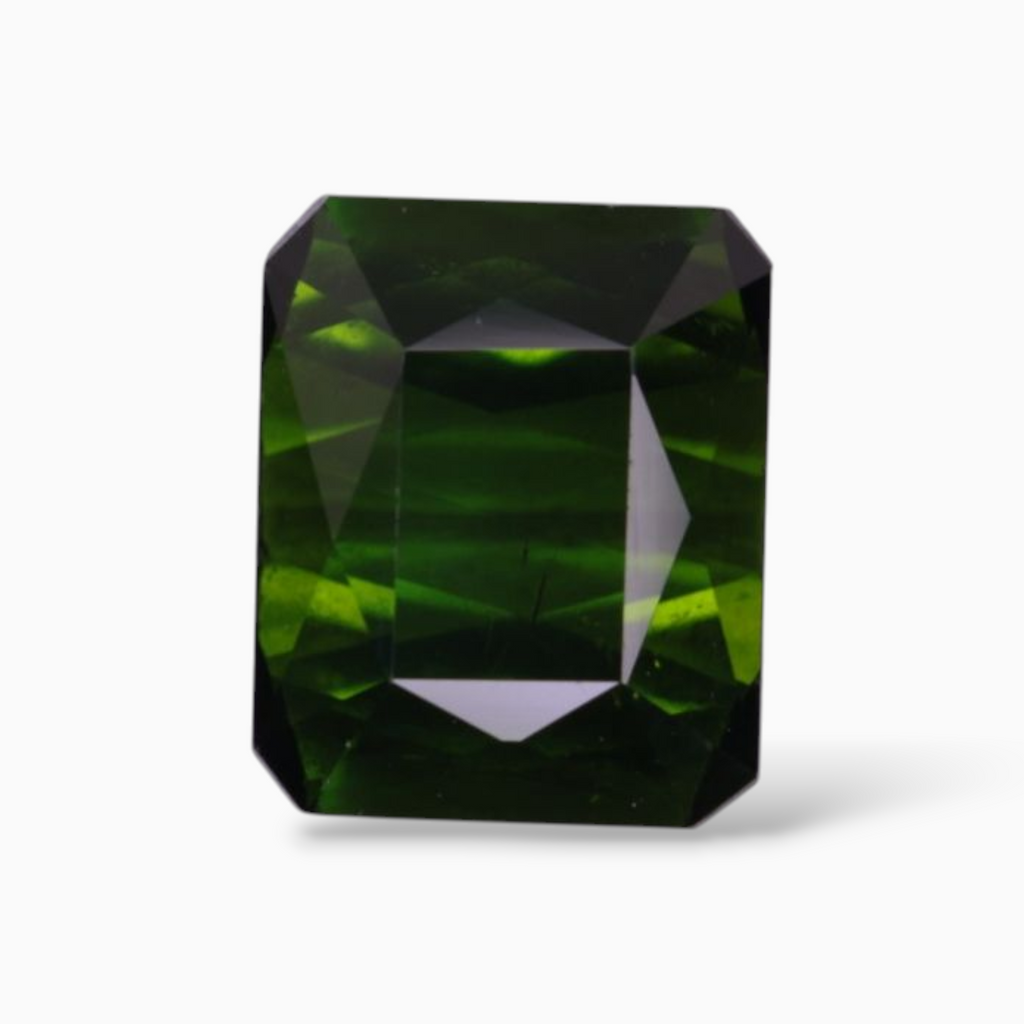 Natural Green Tourmaline Stone 3.64 Carats in  Emerald Cut Shape & Size 9.4x7.6mm