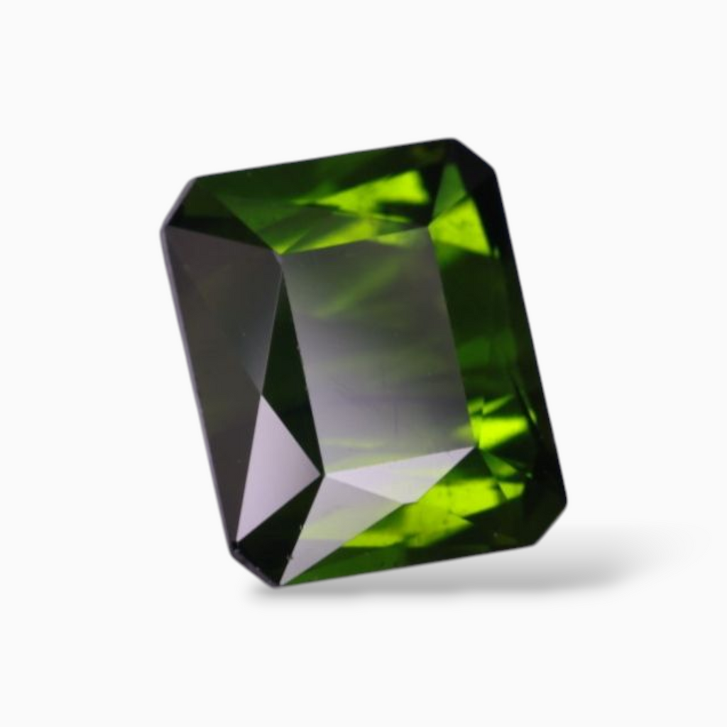 Natural Green Tourmaline Stone 3.64 Carats in  Emerald Cut Shape & Size 9.4x7.6mm