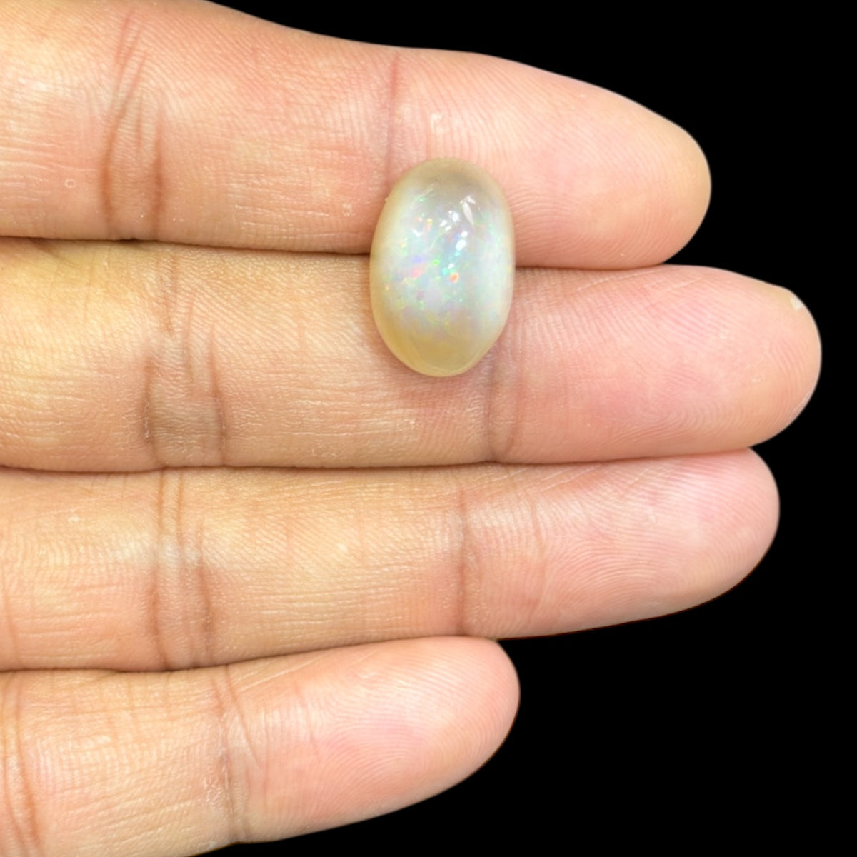 Natural Grey Ethiopian Opal Stone 10.05 Carats Oval Cabochon Shape 17.3 x 11.6 x 8.6 mm
