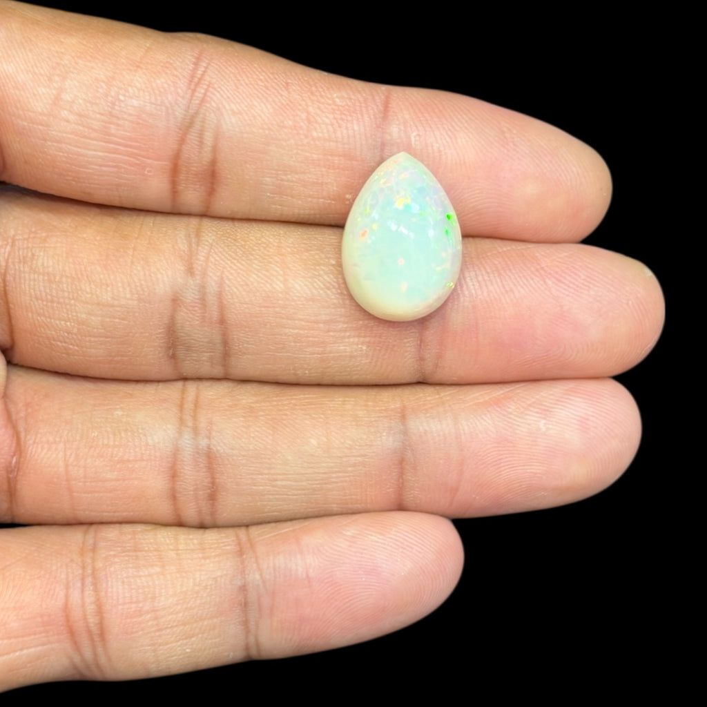 Natural Grey Ethiopian Opal Stone 10.48 Carats Pear Cabochon Shape 18.4 x 13.1 x 8.5 mm