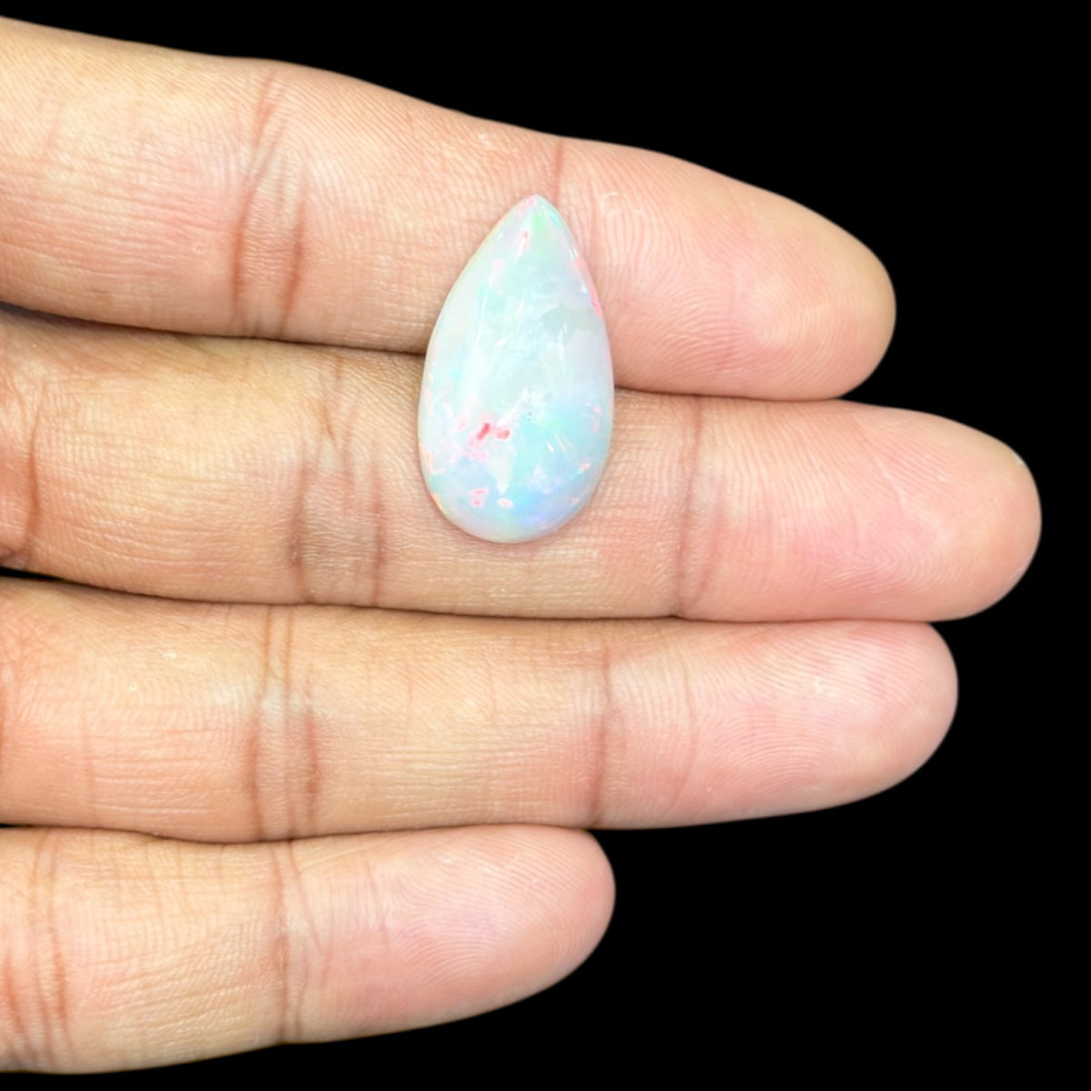 Natural Grey Ethiopian Opal Stone 10.71 Carats Pear Cabochon Shape 24.7 x 14 x 6.2 mm