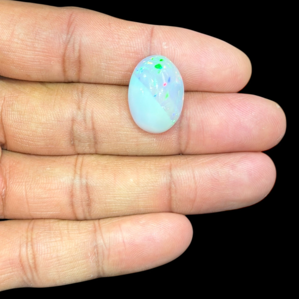 Natural Grey Ethiopian Opal Stone 12.25 Carats Oval Cabochon Shape 20 x 14.3 x 8.5 mm