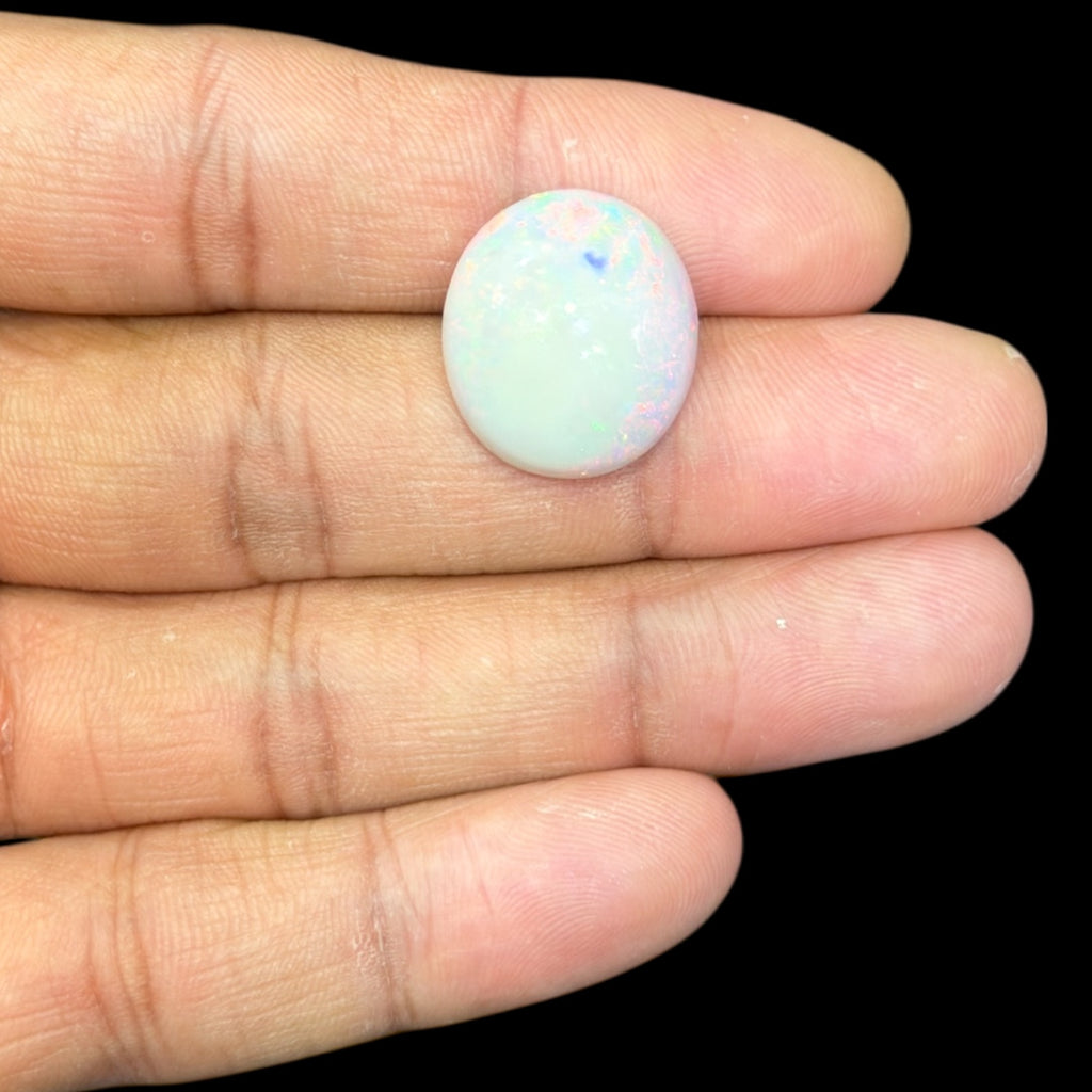 Natural Grey Ethiopian Opal Stone 12.28 Carats Oval Cabochon Shape 19.4 x 17.1 x 7.4 mm