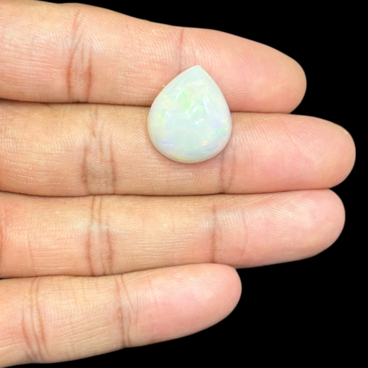 Natural Grey Ethiopian Opal Stone 12.43 Carats Pear Cabochon Shape 19.7 x 17 x 8.3 mm