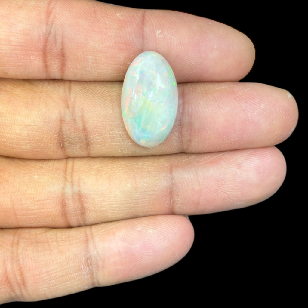 Natural Grey Ethiopian Opal Stone 13.83 Carats Oval Cabochon Shape 22.2 x 12.8 x 8.9 mm