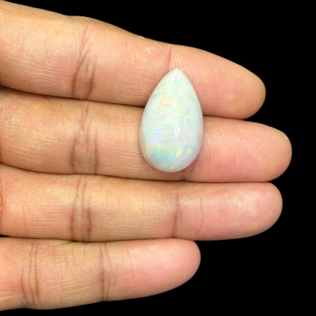 Natural Grey Ethiopian Opal Stone 18.47 Carats Pear Cabochon Shape 25.3 x 15.4 x 9.6 mm