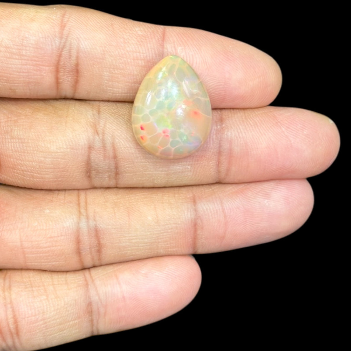 Natural Grey Ethiopian Opal Stone 19.42 Carats Pear Cabochon Shape 21.7 x 16.7 x 11 mm