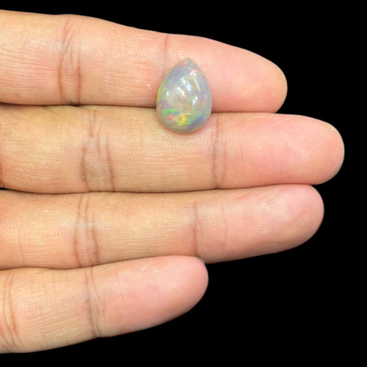 Natural Grey Ethiopian Opal Stone 5.76 Carats Pear Cabochon Shape 16 x 12 x 6.4 mm