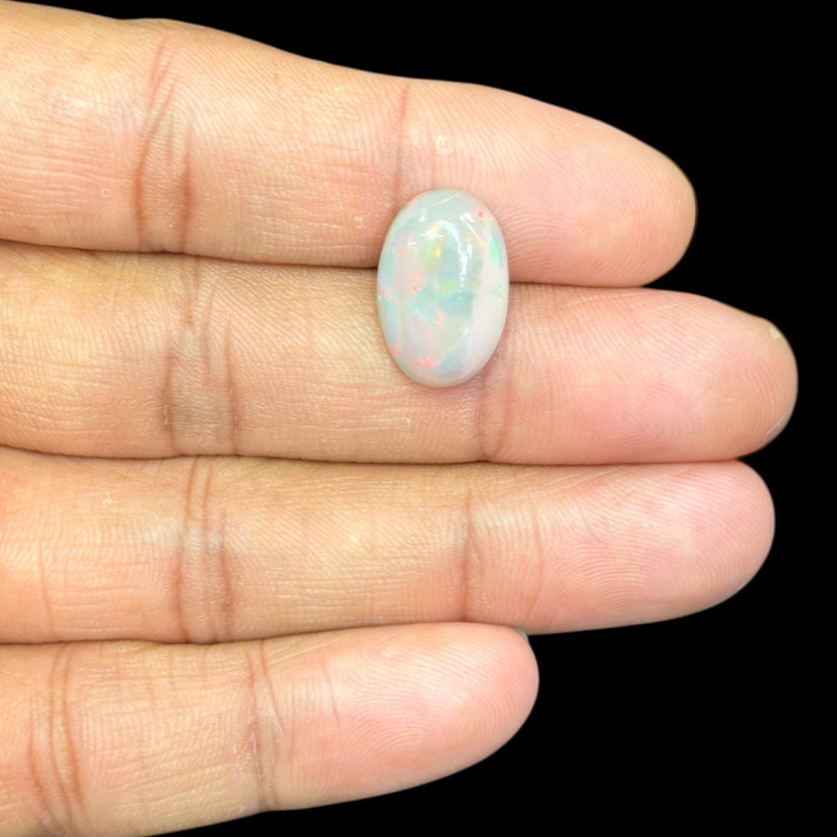 Natural Grey Ethiopian Opal Stone 5.77 Carats Oval Cabochon Shape 17.2 x 11.5 x 5.5 mm