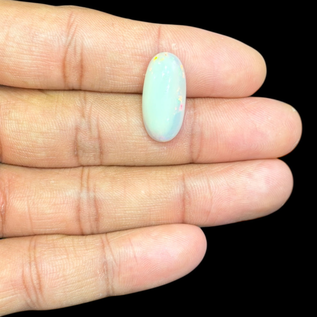 Natural Grey Ethiopian Opal Stone 7.74 Carats Oval Cabochon Shape 21.5 x 10.2 x 6.2 mm