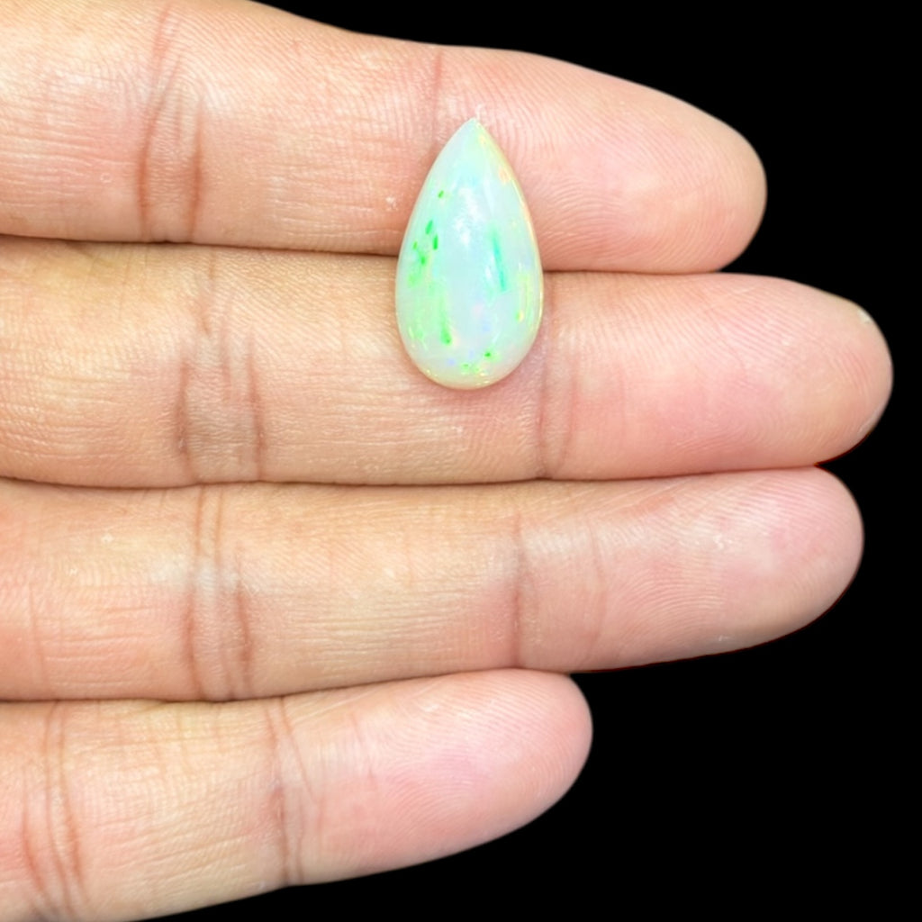 Natural Grey Ethiopian Opal Stone 8.17 Carats Pear Cabochon Shape 20.7 x 11.4 x 6.9 mm
