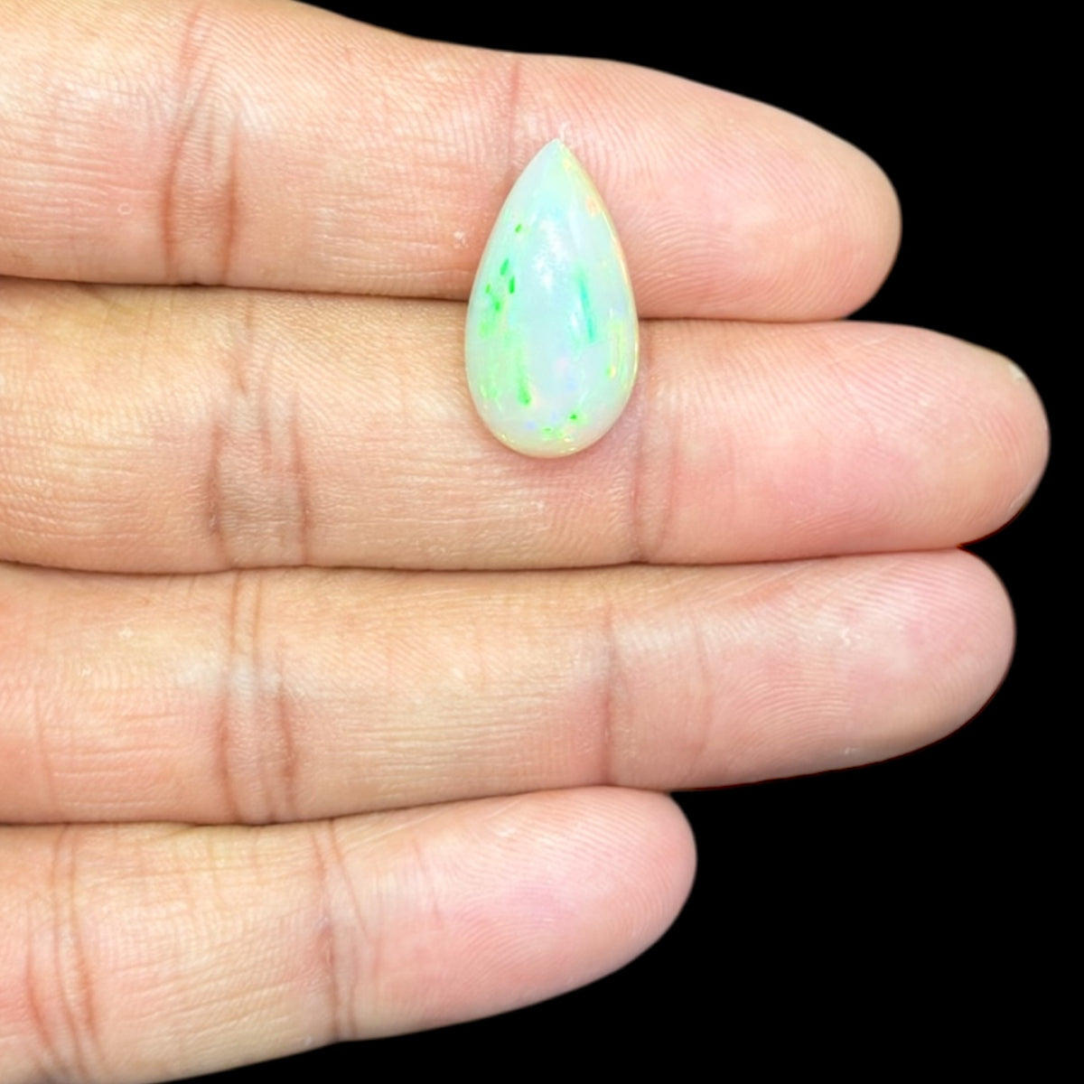 Natural Grey Ethiopian Opal Stone 8.17 Carats Pear Cabochon Shape 20.7 x 11.4 x 6.9 mm