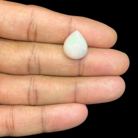 Natural Grey Ethiopian Opal Stone 8.33 Carats Pear Cabochon Shape 15.5 x 13.3 x 8.6 mm