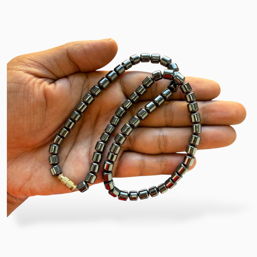 Natural Hematite Stone cylinder Beads 8x7 mm 66 beads