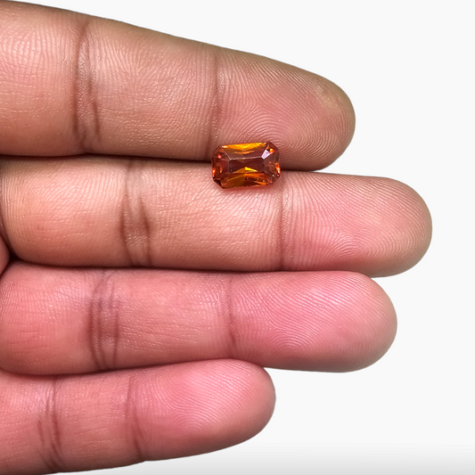 Natural Hessonite Garnet  Stone 2.93 Carats Emeraldcut Shape  ( 10x6.5 mm )