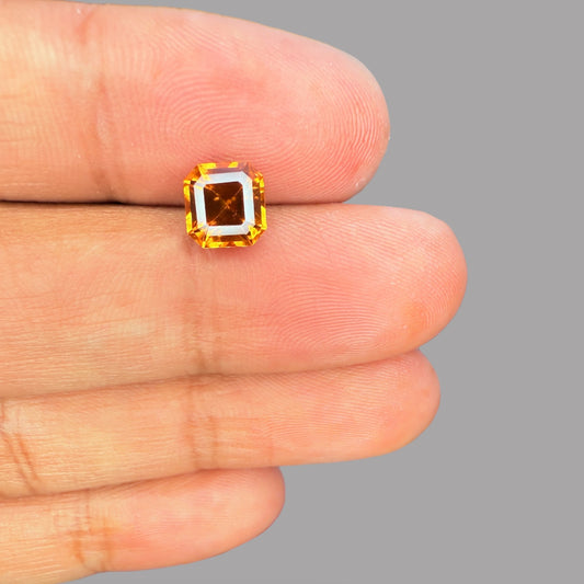Natural Hessonite (Gomed) Garnet Stone Asscher Cut 2.11 Carats