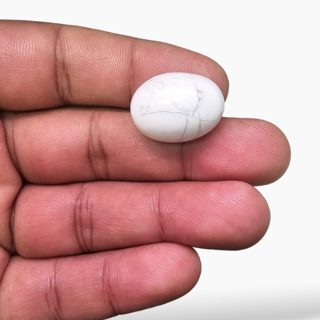 Natural Howlite Stone 25.55 Carats Oval Cabochon Shape  ( 20x15 mm )