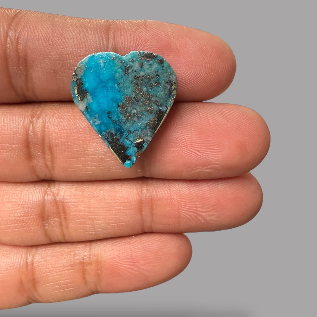 Natural Iran Turquoise 26.28 Carats Heart Cabochon Shape (10.5X13 mm )