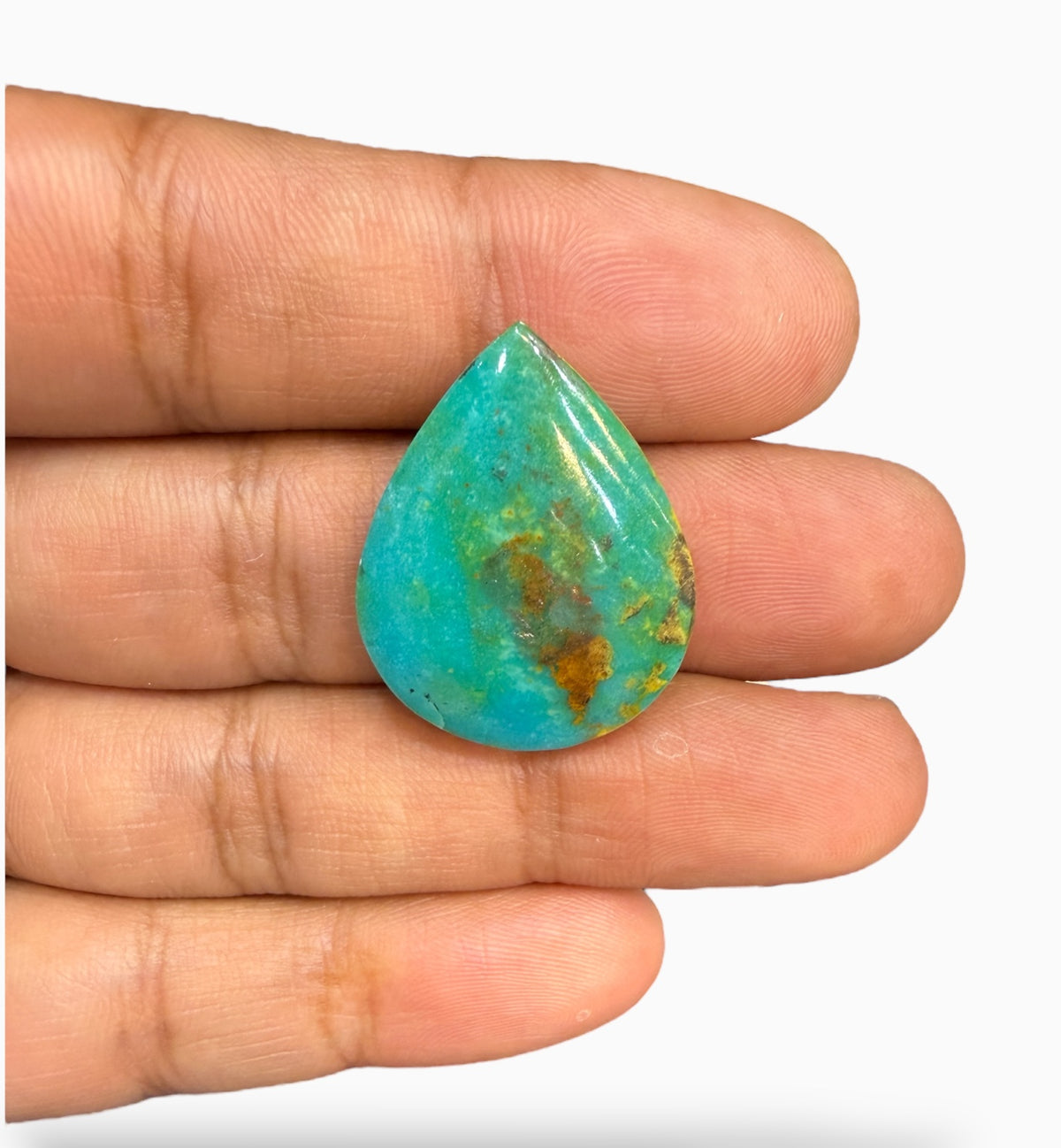 Natural Kingman Turquoise Pear Cabochon 30.42 Carats 28x22 mm Feroza