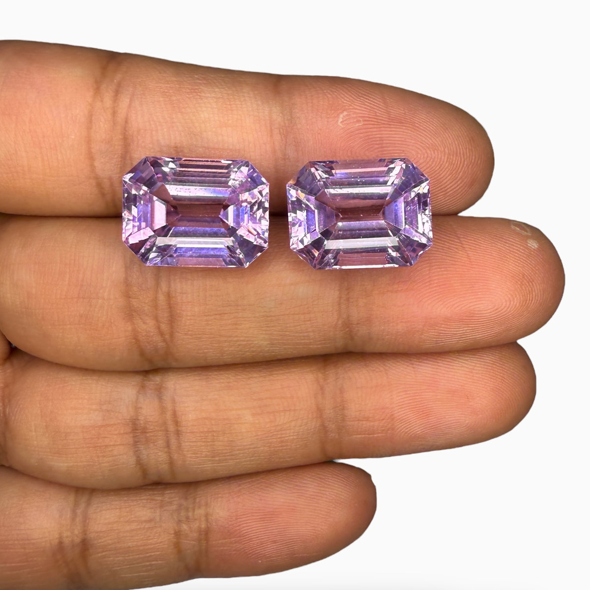 Natural Kunzite Emerald Cut Pair For Earrings 16x12 mm 30.98 Carats 2 Pieces