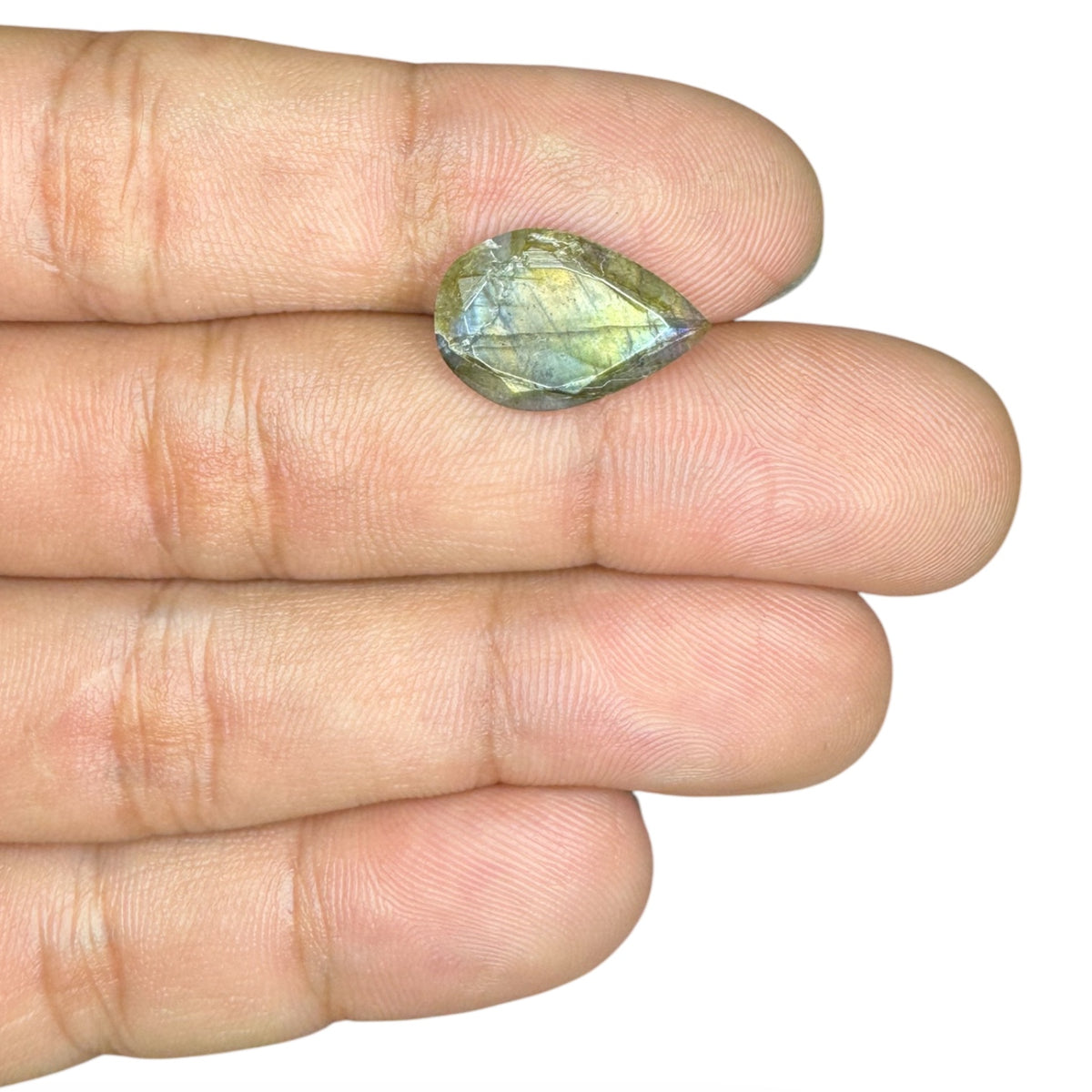Natural Labradorite Stone Pear 4.93 Carats 17 x 11.5 mm