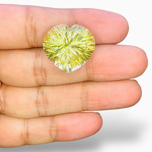 Natural Lemon Topaz Heart Fancy Lazer Cut 31.95 Carats (22x21 mm)