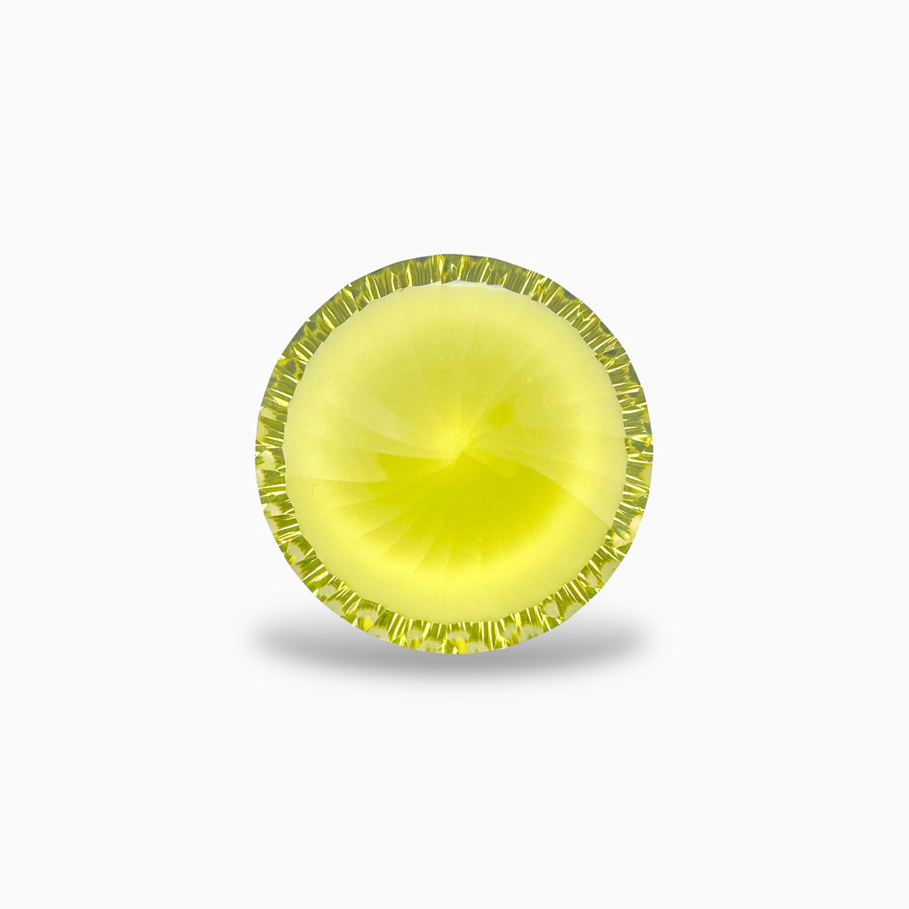 Natural Lemon Topaz Round Fancy Lazer Cut 65.78 Carats, 28 mm