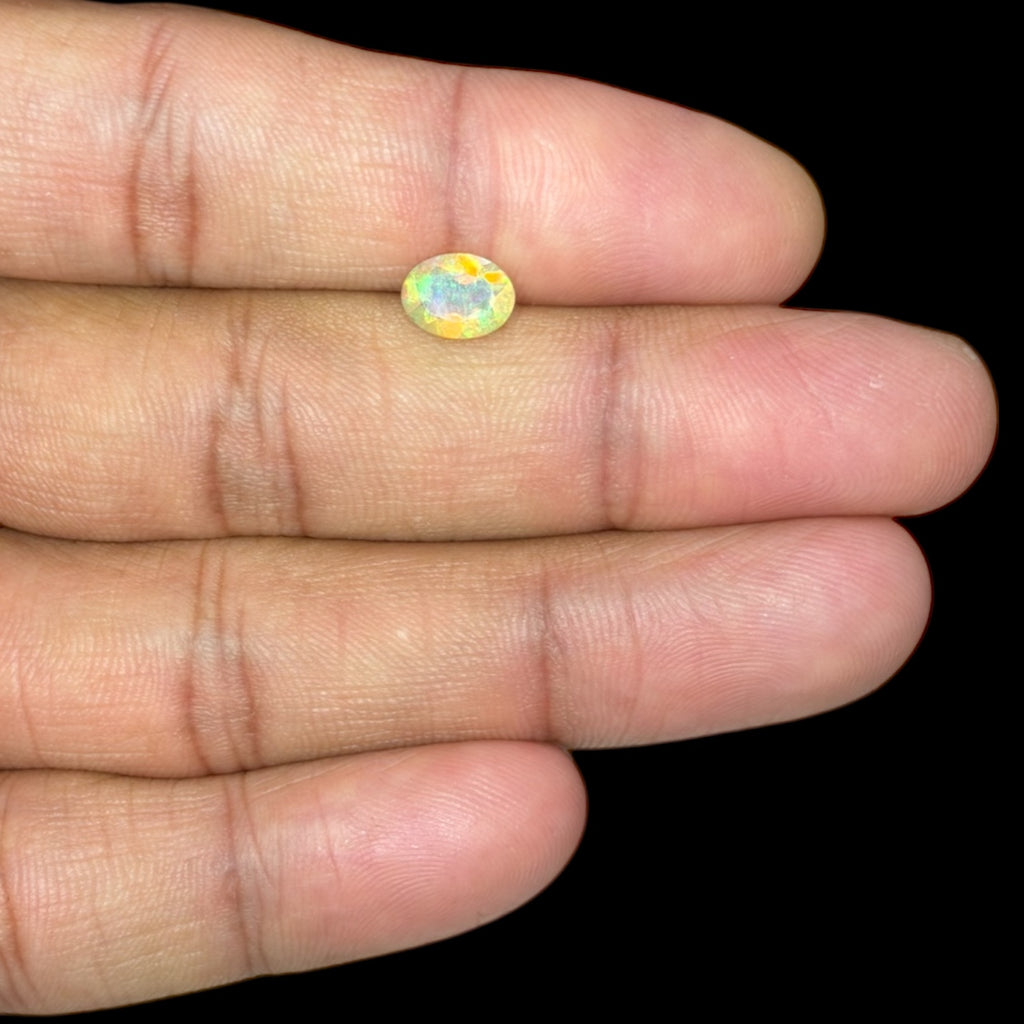 Natural LightYellow Ethiopian Opal Stone 0.68 Carats Oval Cabochon Shape 8.1 x 6 mm
