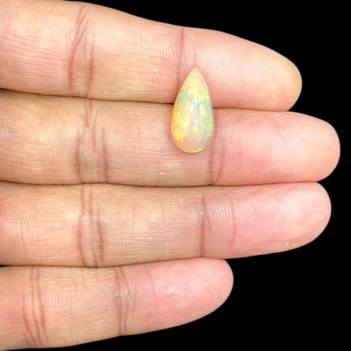 Natural LightYellow Ethiopian Opal Stone 3.64 Carats Pear Cabochon Shape 17.5 x 8.8 x 5.6 mm