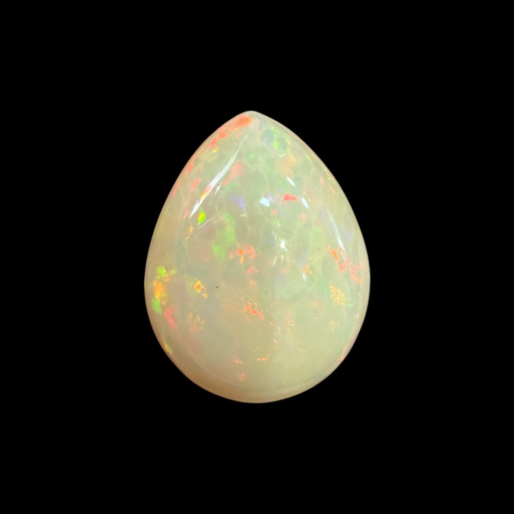 Natural LightYellow Ethiopian Opal Stone 31.79 Carats Pear Cabochon Shape 27.2 x 21.5 x 11.5 mm