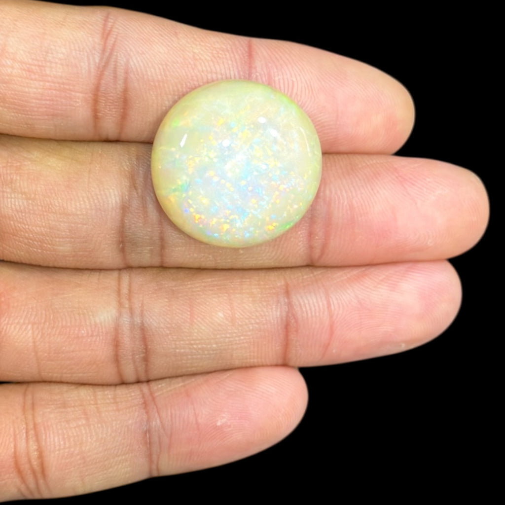 Natural LightYellow Ethiopian Opal Stone 44.06 Carats Round Cabochon Shape 24 x 12.8 mm