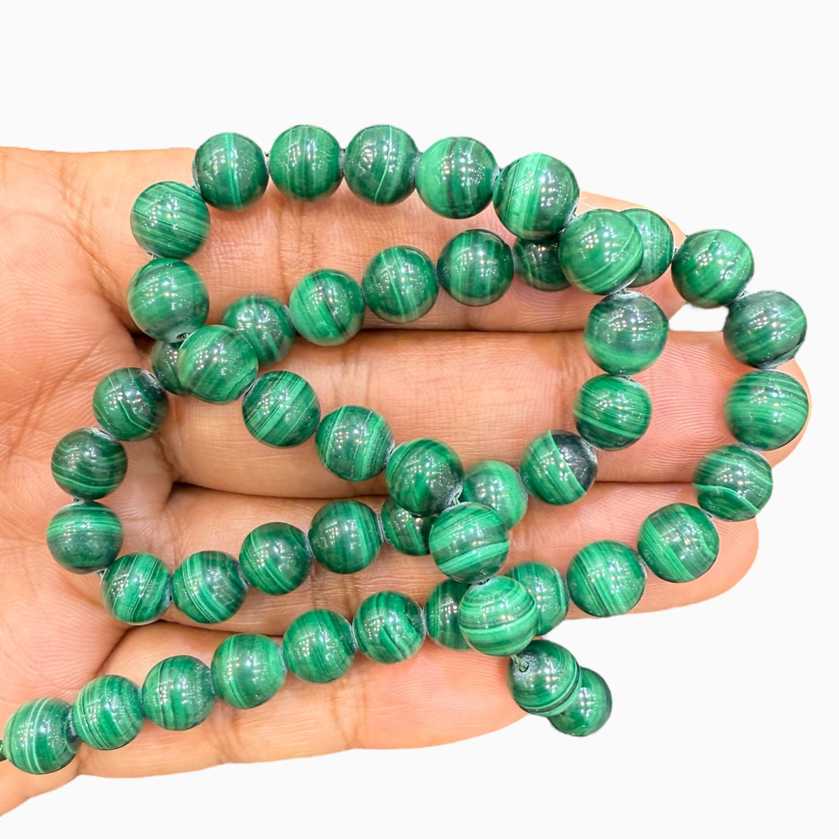 Natural Malachite Round Beads 8 mm 289.24 Carats 48 Beads