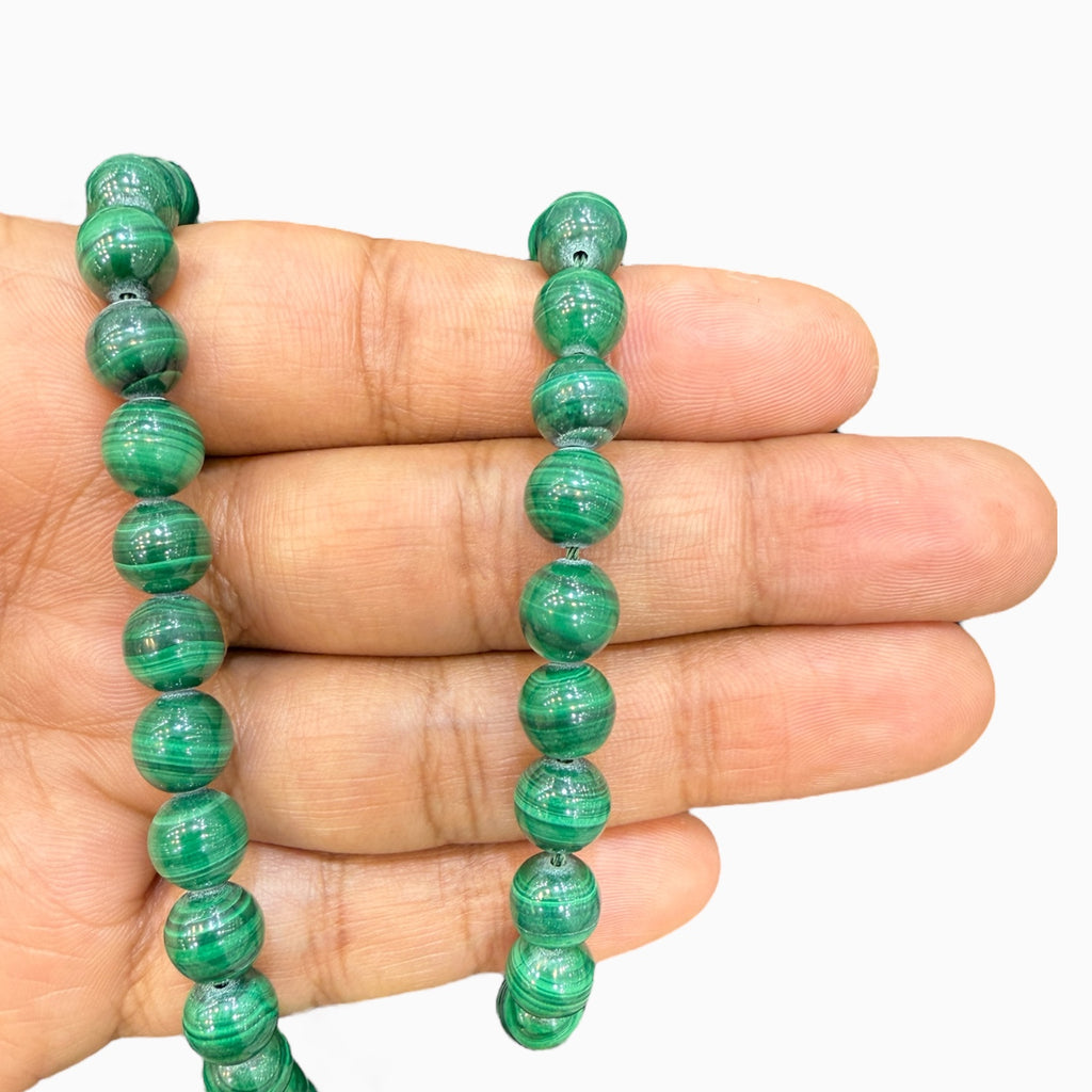 Natural Malachite Round Beads 8 mm 289.24 Carats 48 Beads