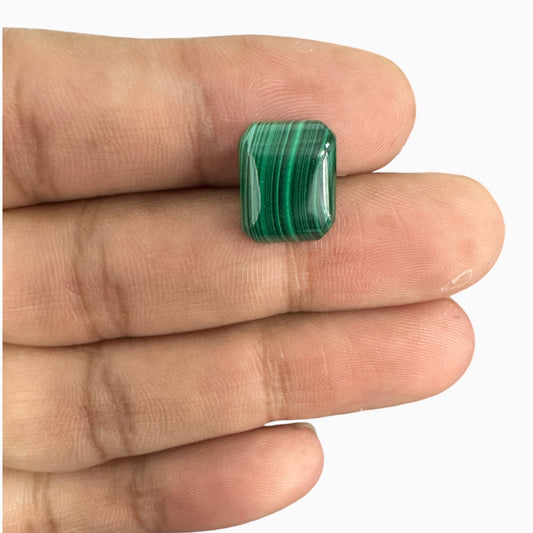 Natural Malachite Stone Emerald Cut Cabochon 10.51 Carats top Quality