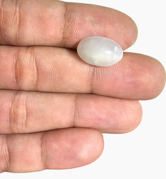 Natural Milky Moonstone Gemstone 7.24 Carats Oval Cabochon Shape 16x10mm