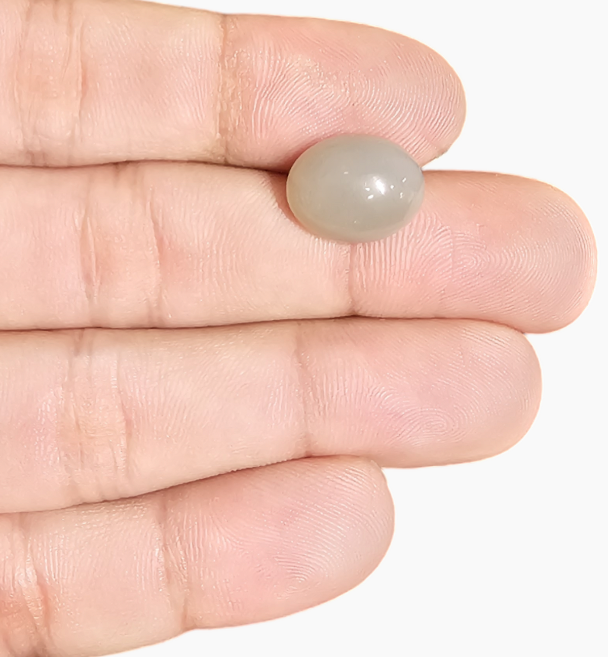 Natural Peach Moonstone Gemstone 7.63 Carats Oval Cabochon Shape ( 14.3x11.3mm)