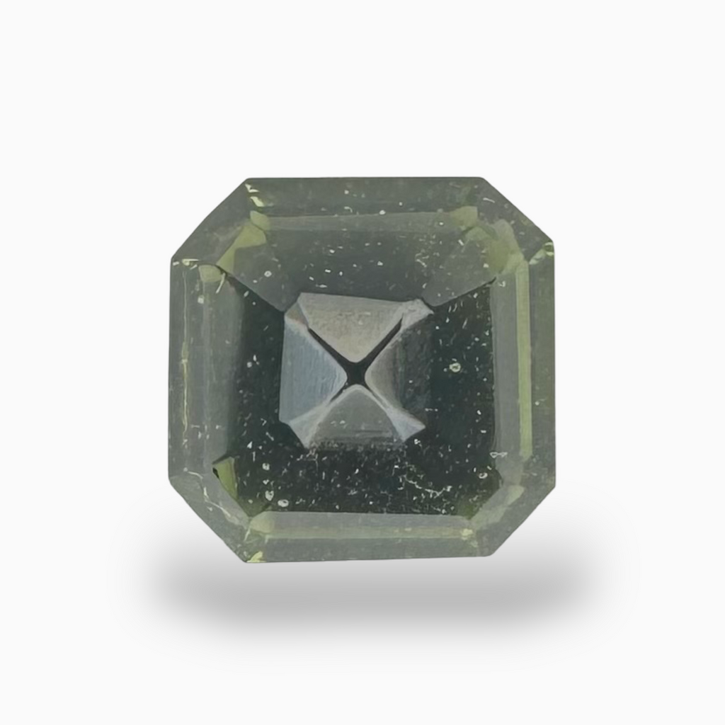 Natural Moldavite Asscher Cut 0.86 Carats 6 mm