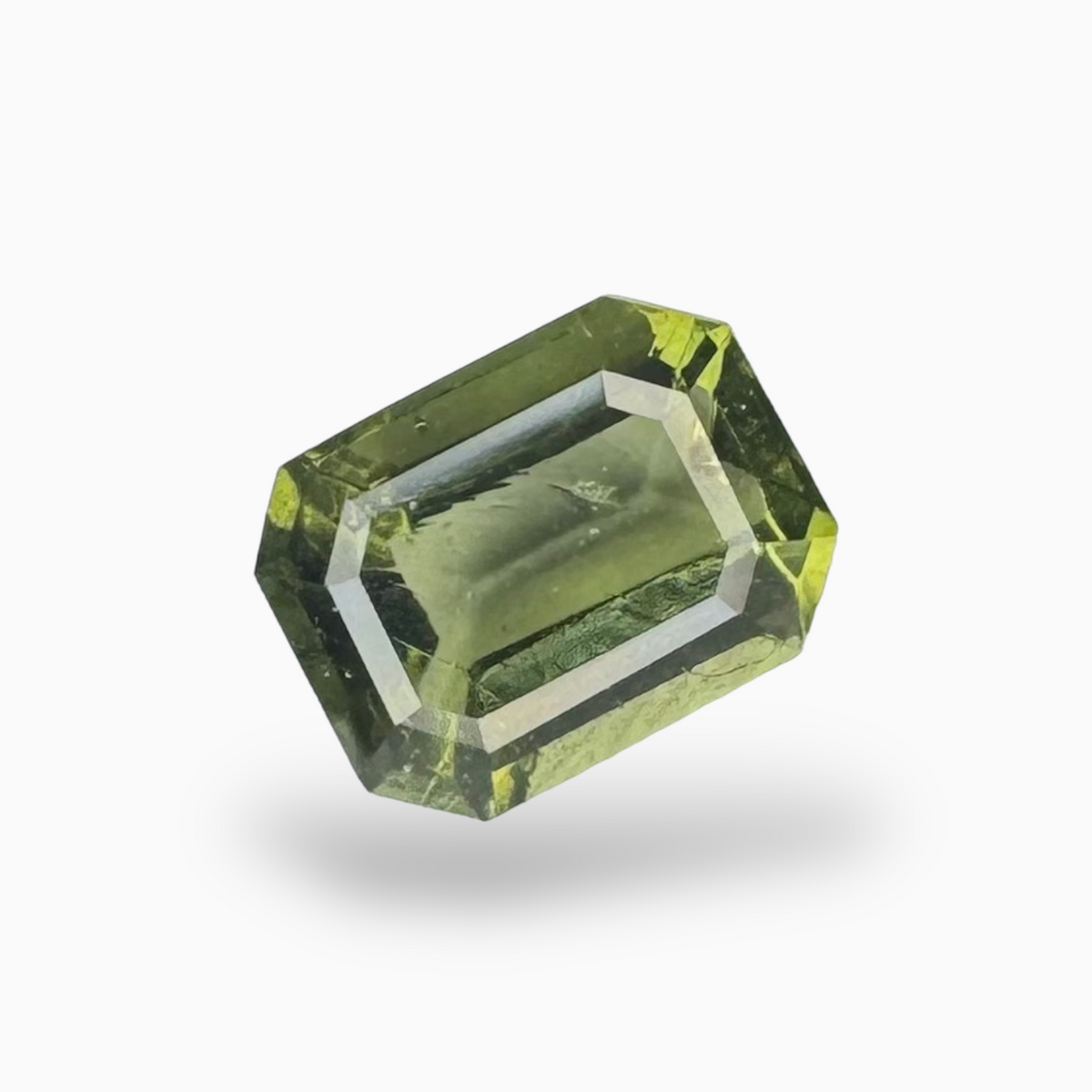 Natural Moldavite Stone Emerald Cut 0.82 Carats 6.5x5 mm