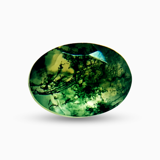 Natural Dark Green Moss Agate Stone Oval (Aqeeq)