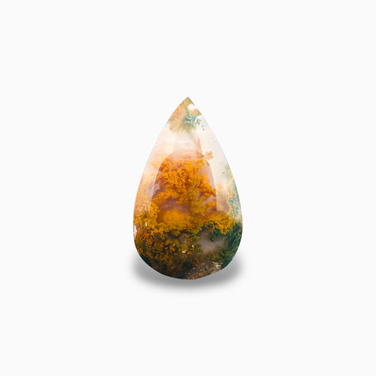 Natural Moss Agate Stone (Aqeeq) 21.55 Carats Pear Cut